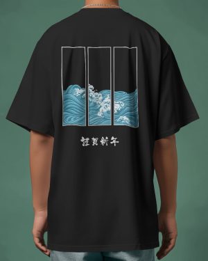 Men's Japanese Wave Graphic Oversized TShirt
