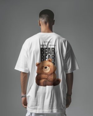 Men's White Cuddly Bear Oversized T Shirt