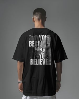 Men's Inspirational "Believe" Graphic Oversized T Shirt