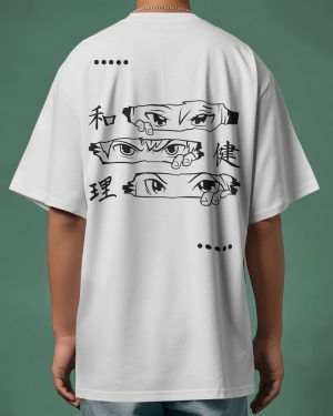 Mens White And Black Eye Oversized T Shirt