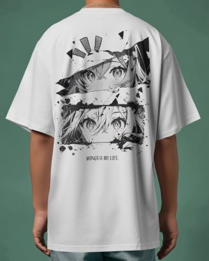 Men's Grayscale Manga Oversized T Shirt