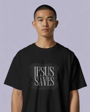 Men's Jesus Saves Typography Graphic Oversized T-Shirt