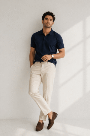 Men's Navy Blue Cotton Polo T-Shirt – Heavy Matty Fabric